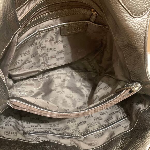 MICHAEL KORS Gold Metallic Leather Grommet Shoulder Tote Bag - Picture 5 of 16